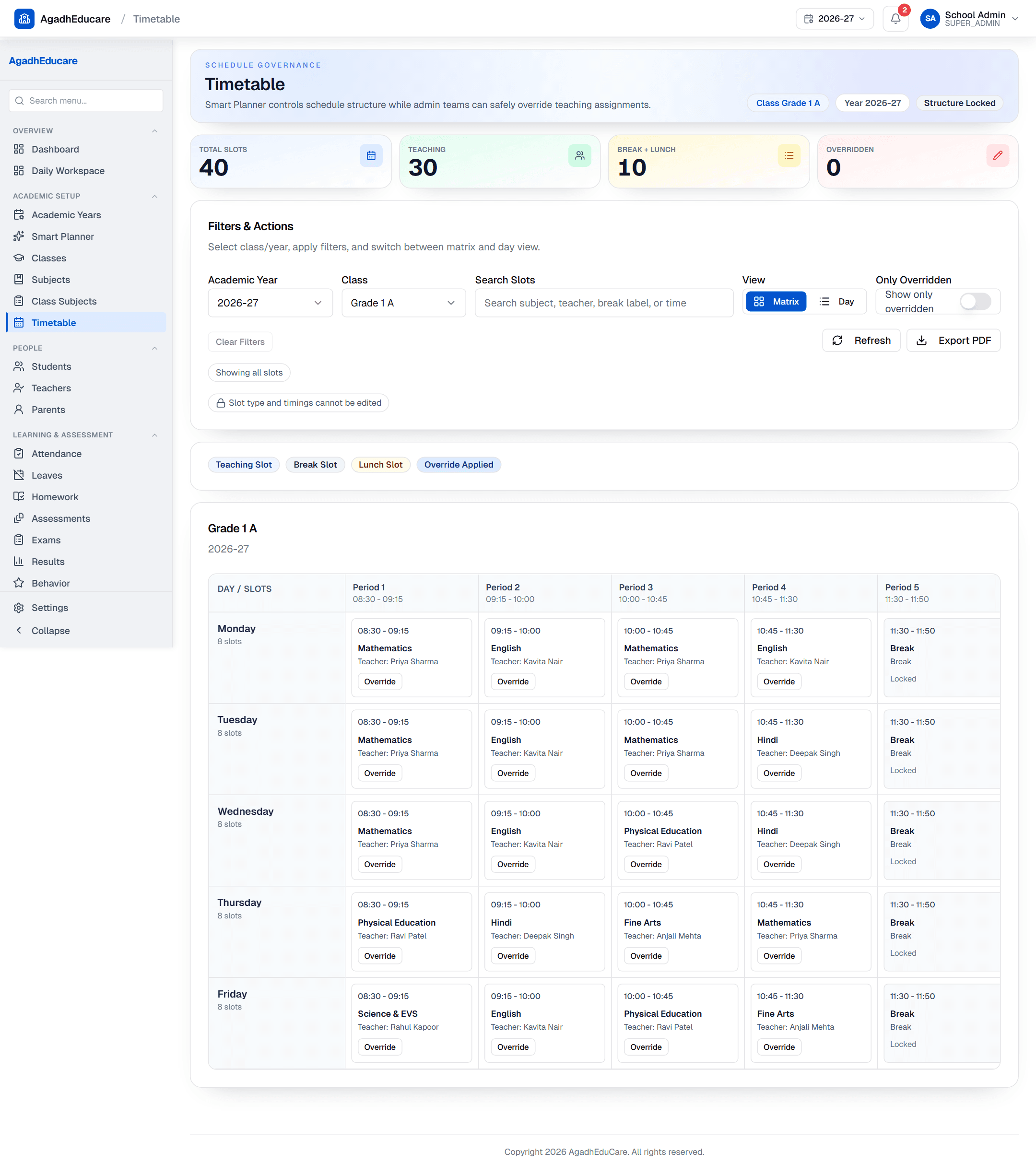 Timetable